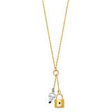 Key + Lock Necklace - 14k Two Tone Gold