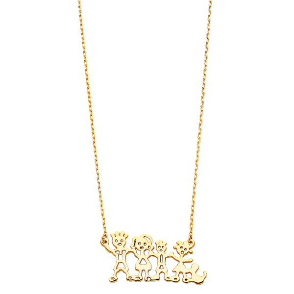 Family Sign Necklace - 14k Yellow Gold