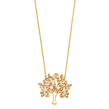 Tree with CZ Necklace - 14k Yellow Gold