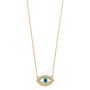 Evil Eye with CZ Necklace - 14k Yellow Gold