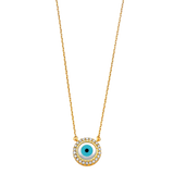 Evil Eye with CZ Necklace - 14k Yellow Gold