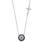 Evil Eye with Cross Necklace - 14k White Gold