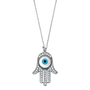 Evil Eye with Hamsa Necklace - 14k White Gold