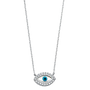 Evil Eye with CZ Necklace - 14k White Gold