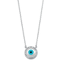 Evil Eye with CZ Necklace - 14k White Gold