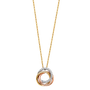 CZ 3 Ring Necklace - 14k Tri Color Gold