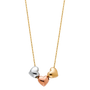 3 Heart Necklace - 14k Tri Color Gold