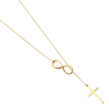 Cross with Infinity Light Necklace - 14k Yellow Gold