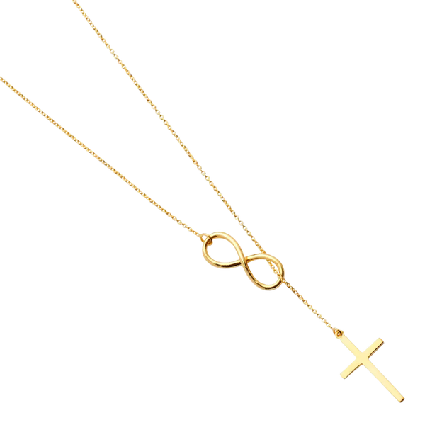 Cross with Infinity Light Necklace - 14k Yellow Gold