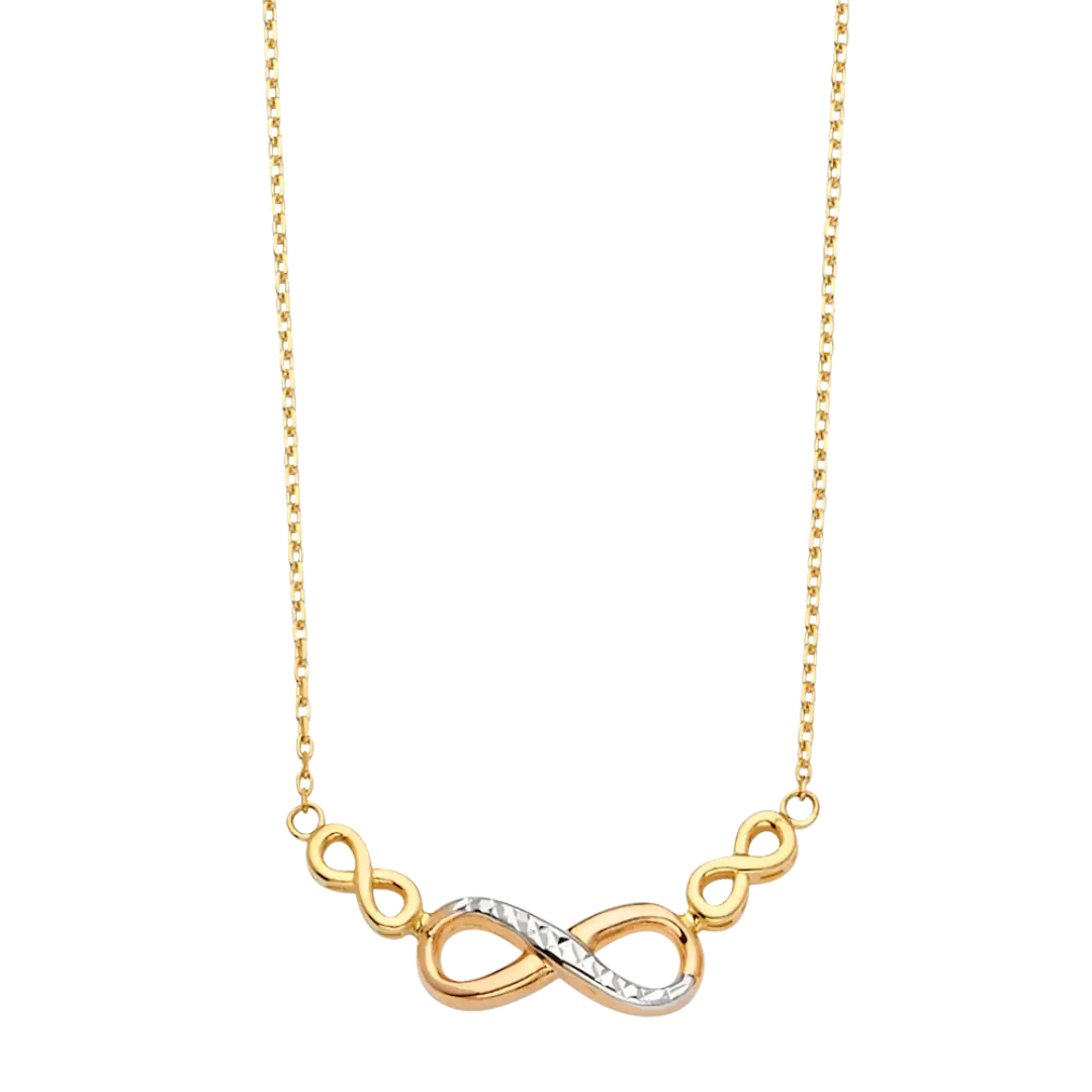 Infinity Necklace - 14k Tri Color Gold