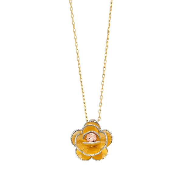 Light Flower Necklace - 14k Tri Color Gold