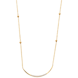 Curved CZ Bar with Balls Necklace - 14k Yellow Gold