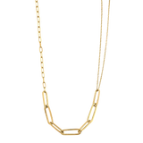 Paperclip with Different Line Necklace - 14k Yellow Gold