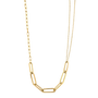 Paperclip with Different Line Necklace - 14k Yellow Gold