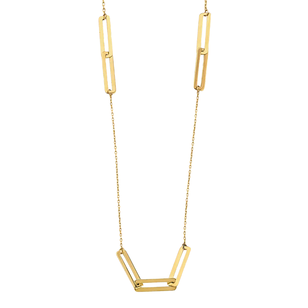 Flat Paperclip Necklace - 14k Yellow Gold