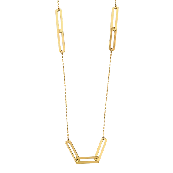 Flat Paperclip Necklace - 14k Yellow Gold