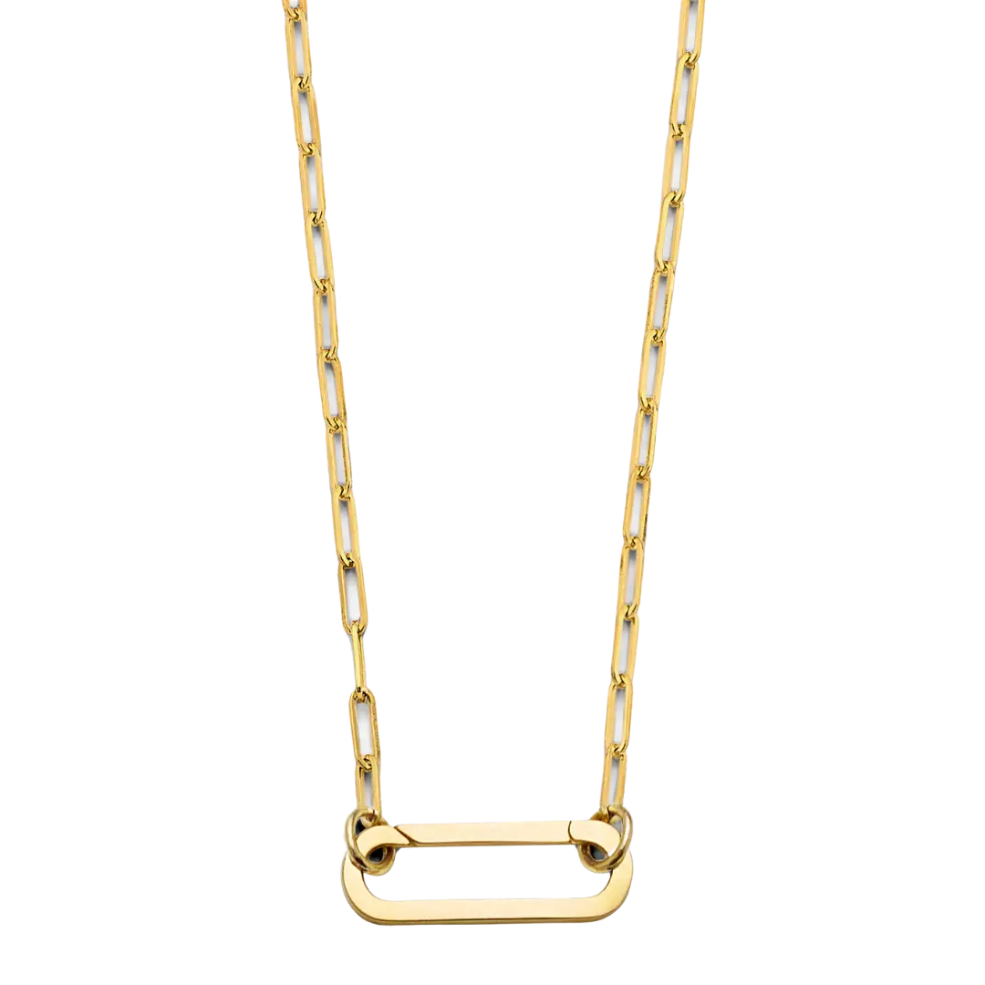 Paperclip Lock Necklace - 14k Yellow Gold