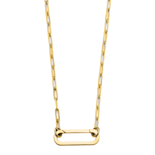 Paperclip Lock Necklace - 14k Yellow Gold