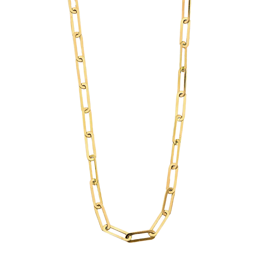 Flat Paperclip Necklace - 14k Yellow Gold