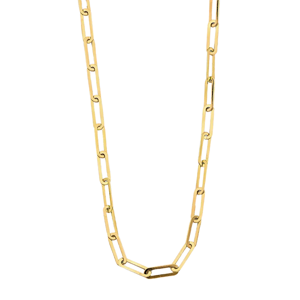 Flat Paperclip Necklace - 14k Yellow Gold