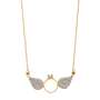 Double Angel CZ Wing Necklace - 14k Two Tone Gold