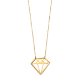 Diamond Shape Pendant Necklace -14k Yellow Gold