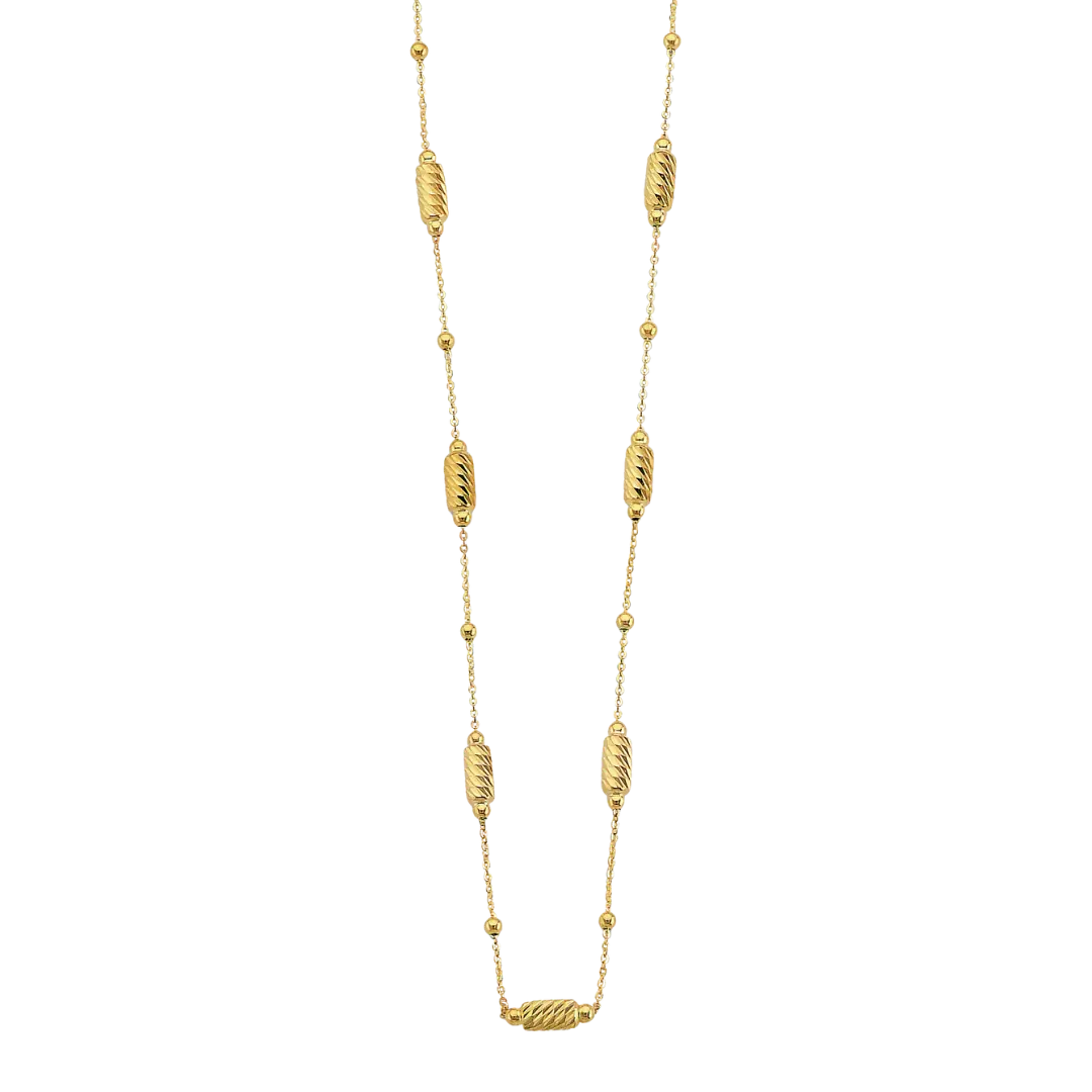 DC Long Bead Necklace - 14k Yellow Gold