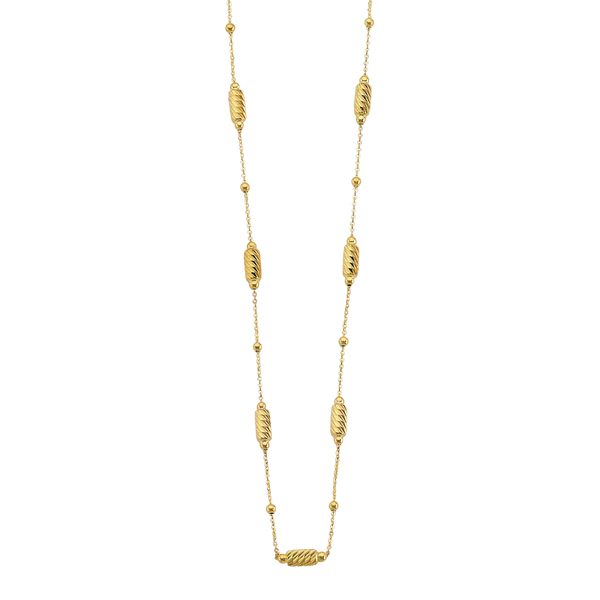 DC Long Bead Necklace - 14k Yellow Gold