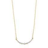 Curved Gradated Round CZ Necklace - 14k Yellow Gold