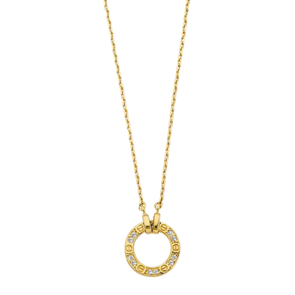 CZ Circle Necklace - 14k Yellow Gold