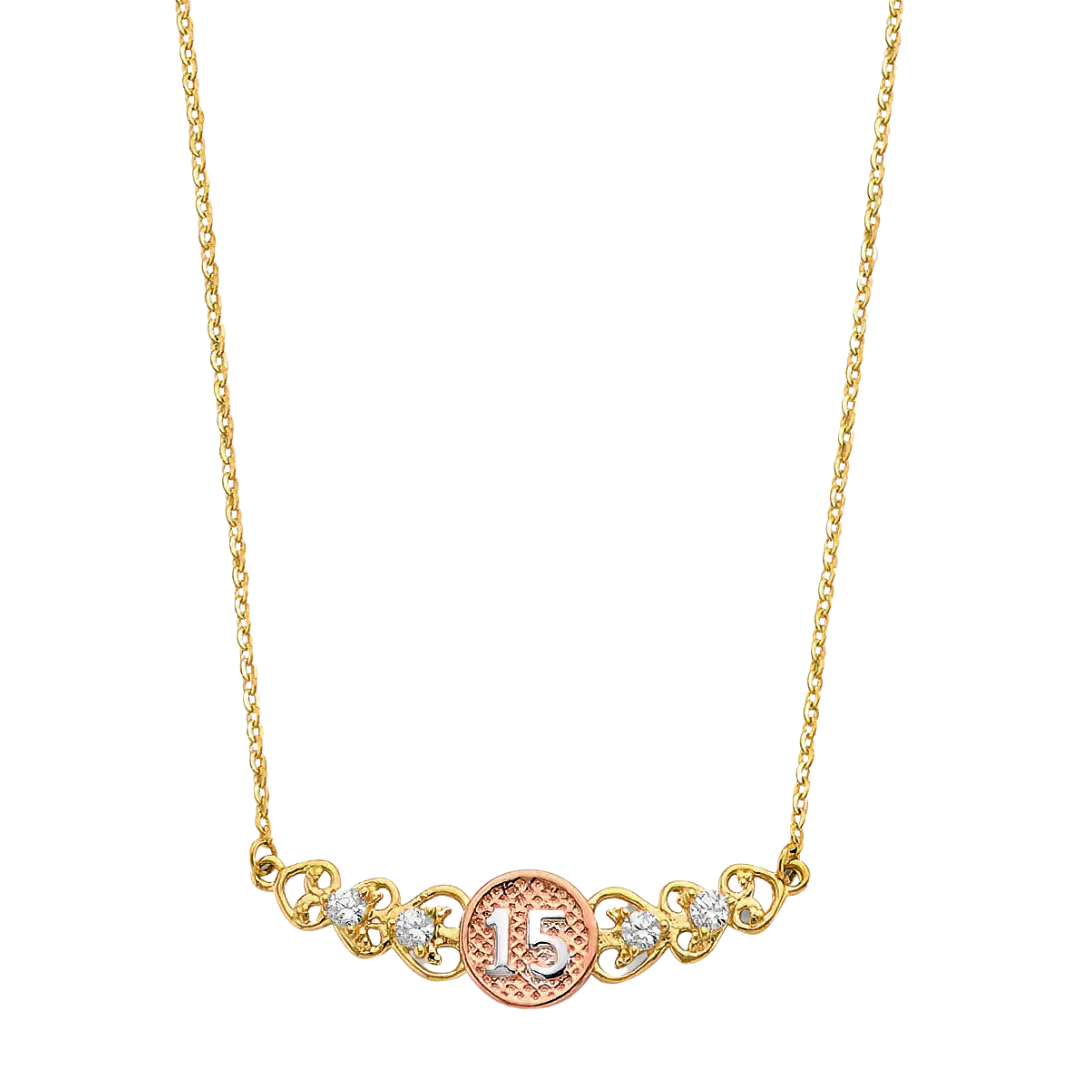 Quince Anos Necklace - 14k Yellow Gold