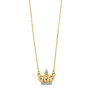 Crown with CZ Necklace - 14k Yellow Gold