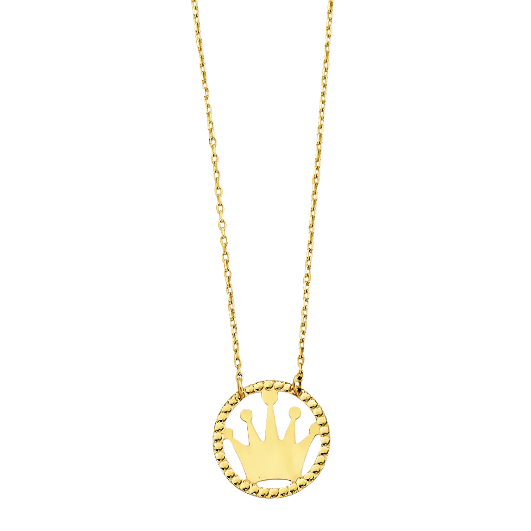 Crown Necklace - 14k Yellow Gold