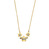 3 Flowers with Pearl Necklaces - 14k Yellow Gold