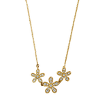 3 Flower with CZ Necklace - 14k Yellow Gold