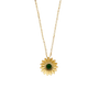 Green Stone Flower Necklace - 14k Yellow Gold