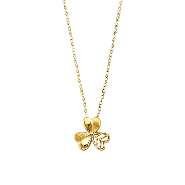 3 Leaves Clover Necklace - 14k Yellow Gold