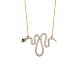 Sanke with CZ Necklace - 14k Two Tone Gold