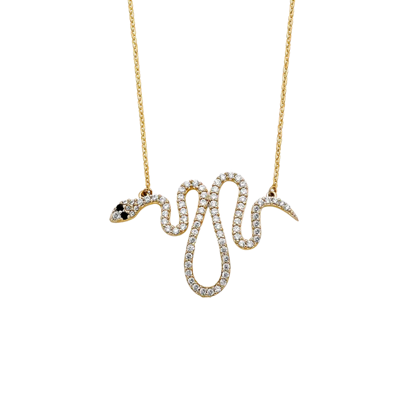 Sanke with CZ Necklace - 14k Two Tone Gold