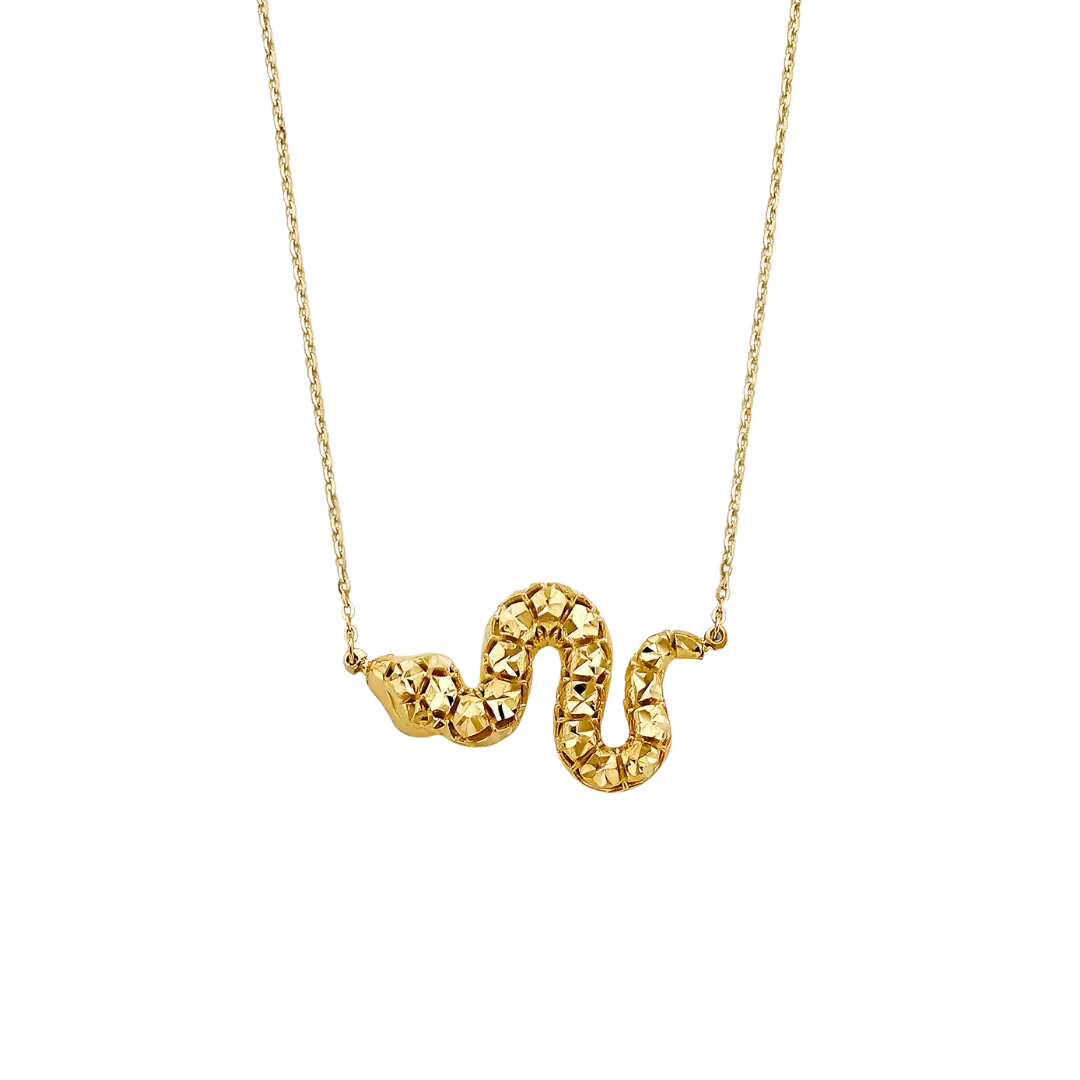 Meshed Snake Necklace - 14k Yellow Gold