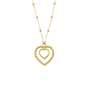 Two Heart Pendant Bead Necklace - 14k Yellow Gold