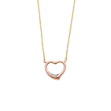 Pink Heart with CZ Necklace - 14k Tri Color Gold