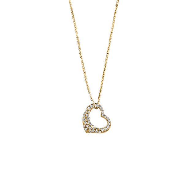 Heart with CZ Necklace - 14k Yellow Gold