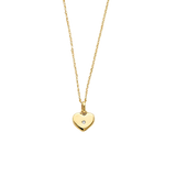 Heart Charm with CZ Necklace - 14k Yellow Gold