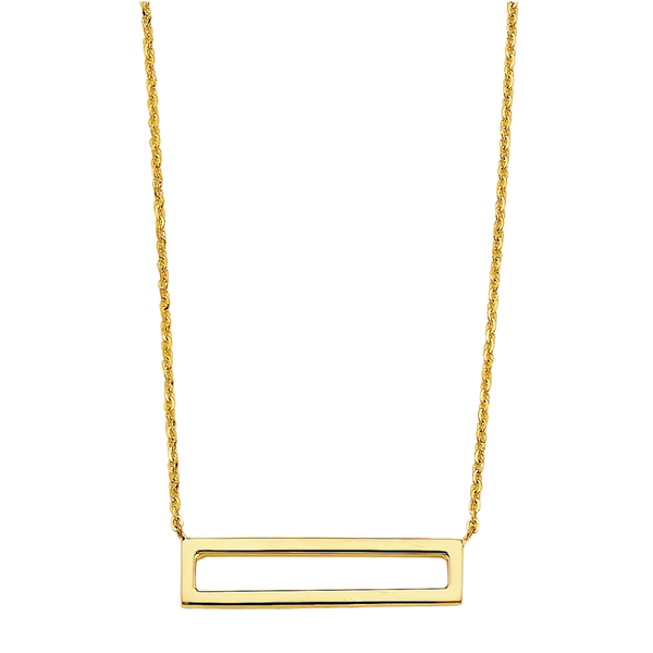 Rectangular Frame Necklace - 14k Yellow Gold