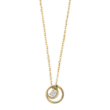 Two Circle CZ Necklace - 14k Yellow Gold