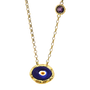 Fancy Blue Evil Eye CZ Necklace - 14k Yellow Gold