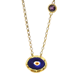 Fancy Blue Evil Eye CZ Necklace - 14k Yellow Gold