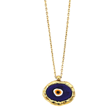 Fancy Blue Evil Eye Necklace - 14k Yellow Gold