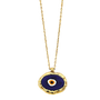 Fancy Blue Evil Eye Necklace - 14k Yellow Gold